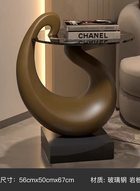 艺术侘寂风玄关桌子柜茶几角几入户过道设计师款样板房装饰品摆件