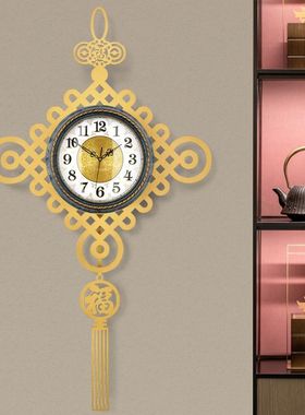 新中式2024中国结创意挂钟客厅挂墙时钟高档家用轻奢新款网红钟表