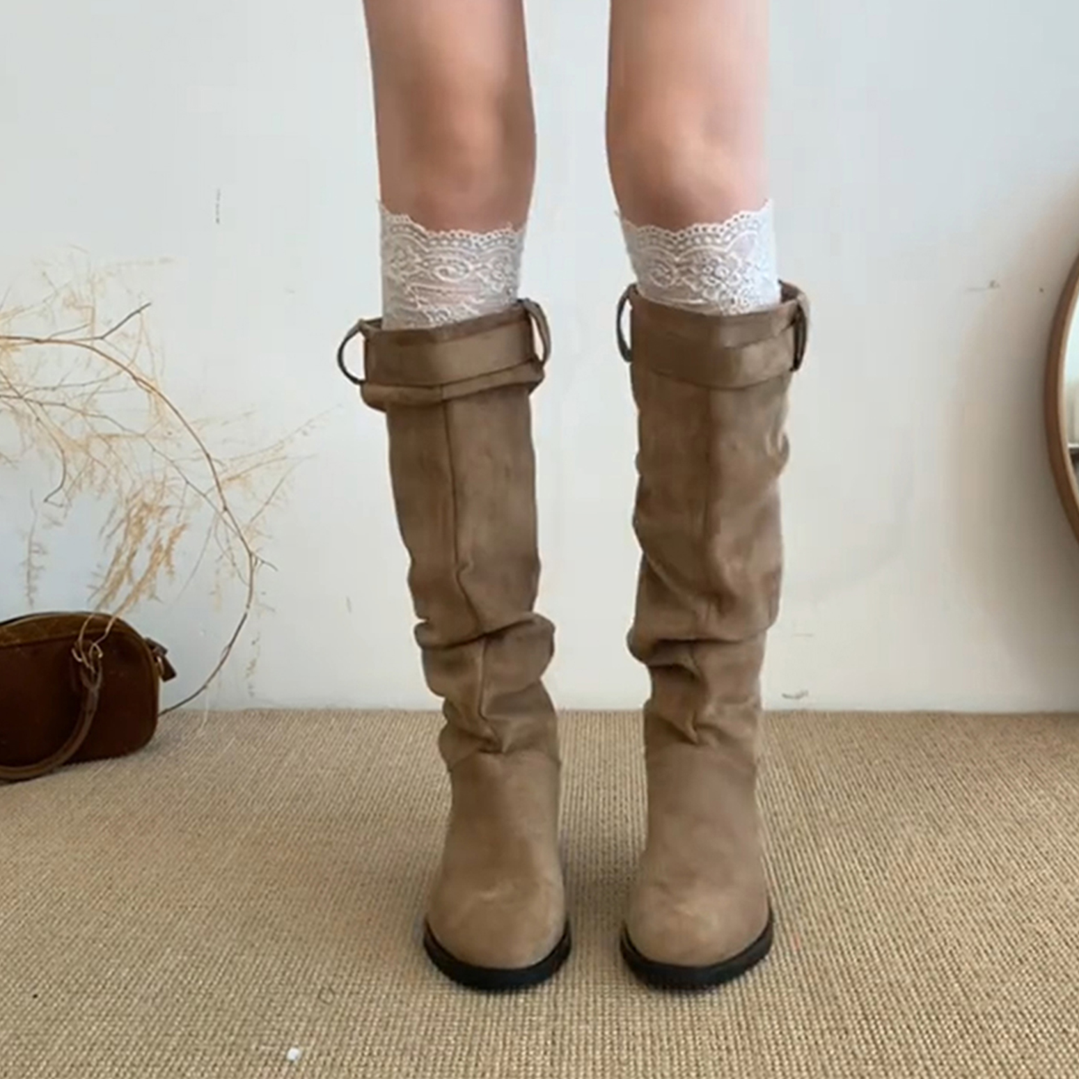 法式绒面高筒靴子2025秋冬季新款显瘦堆堆长筒靴西部牛仔骑士靴女,淘宝优惠券,粉丝福利购,淘宝优惠卷