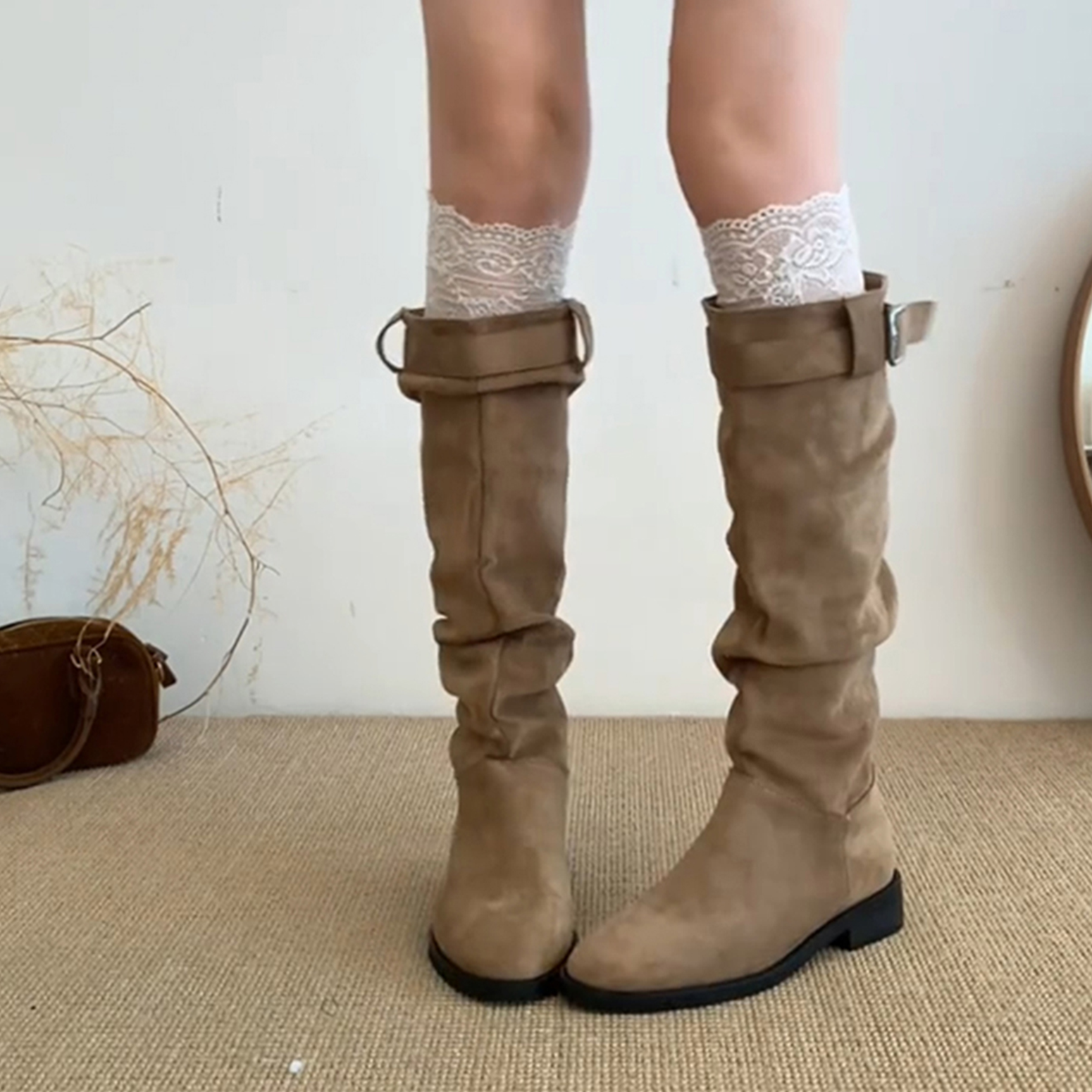 法式绒面高筒靴子2025秋冬季新款显瘦堆堆长筒靴西部牛仔骑士靴女,淘宝优惠券,粉丝福利购,淘宝优惠卷