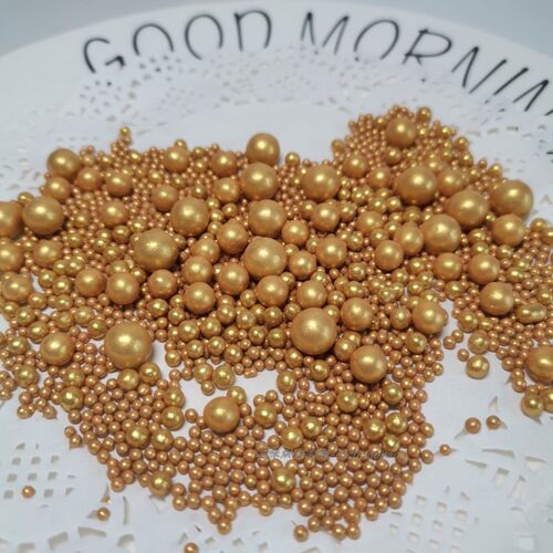 金珠糖黄色彩珠瓶彩珠食用奶油裱花金珠彩糖珠diy烘焙蛋糕装饰品 - 图1