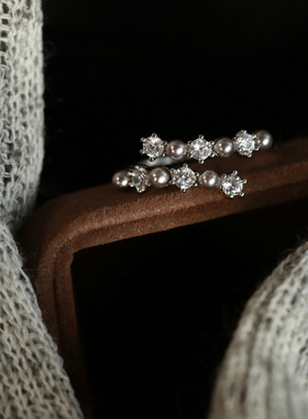 手饰珍珠锆石精致开口戒指轻奢