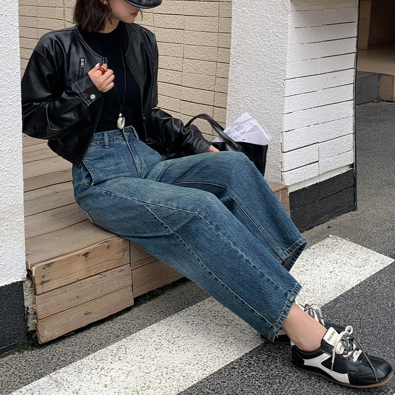 松弛感弯刀牛仔裤女九分2025秋冬宽松慵懒风梨形显瘦高腰阔腿裤子,淘宝优惠券,粉丝福利购,淘宝优惠卷