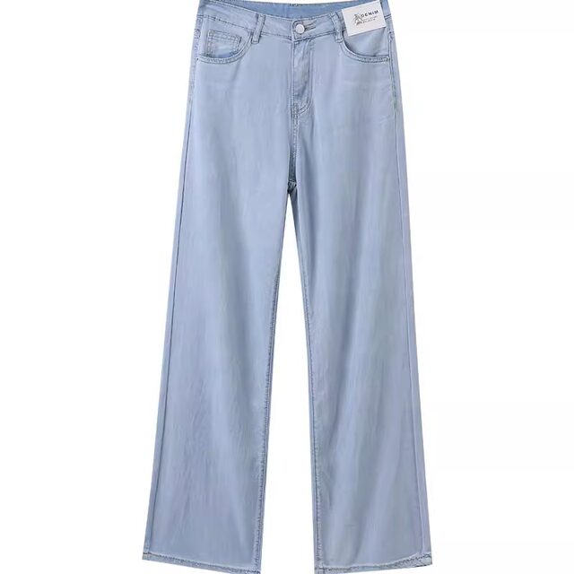 Narrow Tencel Jeans ຂອງແມ່ຍິງ summer ຜ້າໄຫມນ້ໍາກ້ອນບາງພິເສດຍາວ