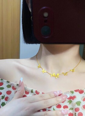 新款黄金色蝴蝶项链女士气质时尚