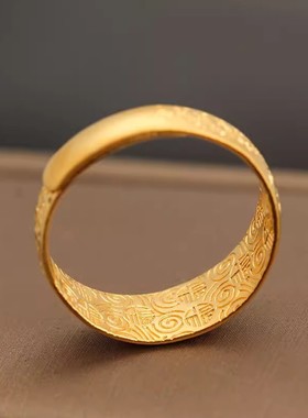 古法黄金色牡丹花戒指活口小众设