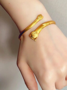 复古宫廷风荷花手镯女时尚简约百