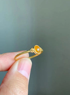 黄彩石戒指小众简约精致高级设计