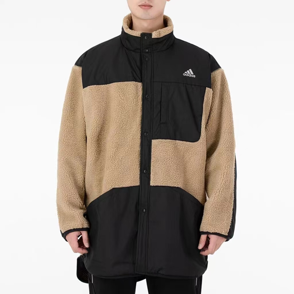 Adidas/阿迪达斯男装厚款羊羔绒外套训练运动防风保暖夹克H40910 - 图0