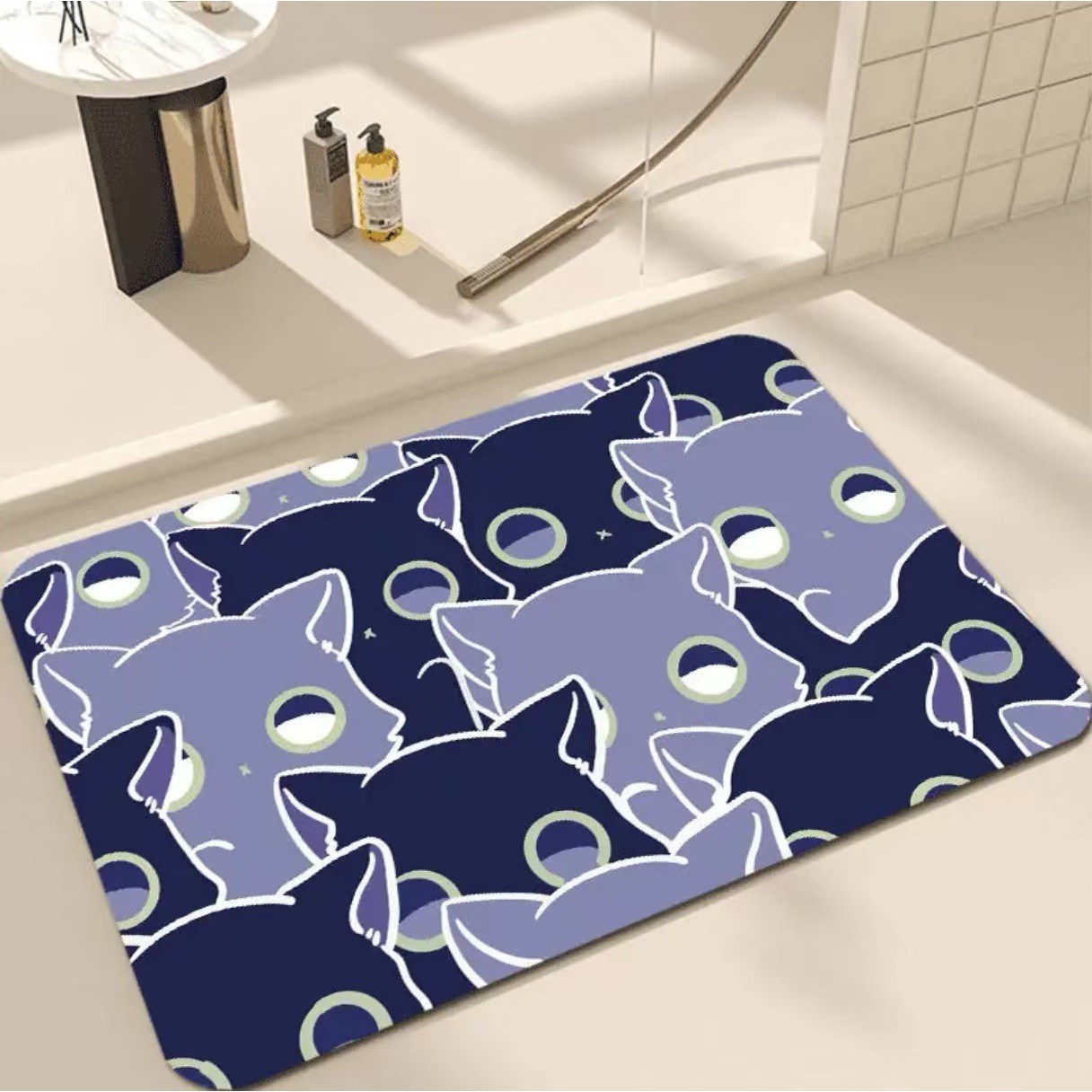 卡通萌趣小黑猫可爱硅藻泥地垫浴室淋浴间吸水防滑速干蹭脚垫代发,淘宝优惠券,粉丝福利购,淘宝优惠卷