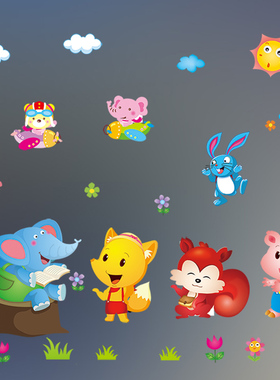 幼儿园装饰玻璃贴纸双面大门贴画
