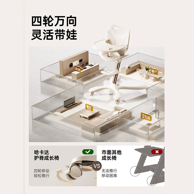 hagaday哈卡达成长椅宝宝餐椅儿童吃饭学坐椅家用多功能餐桌椅子,淘宝优惠券,粉丝福利购,淘宝优惠卷