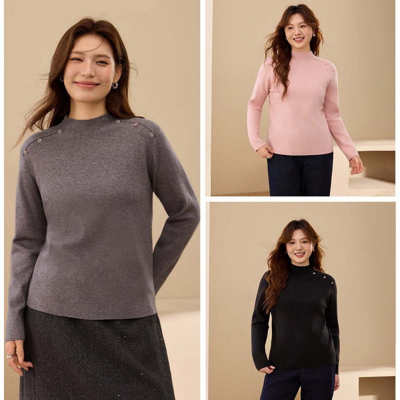 【半高领软糯针织衫】纤莉秀大码女装舒适柔软打底衫胖mm冬装新款,淘宝优惠券,粉丝福利购,淘宝优惠卷