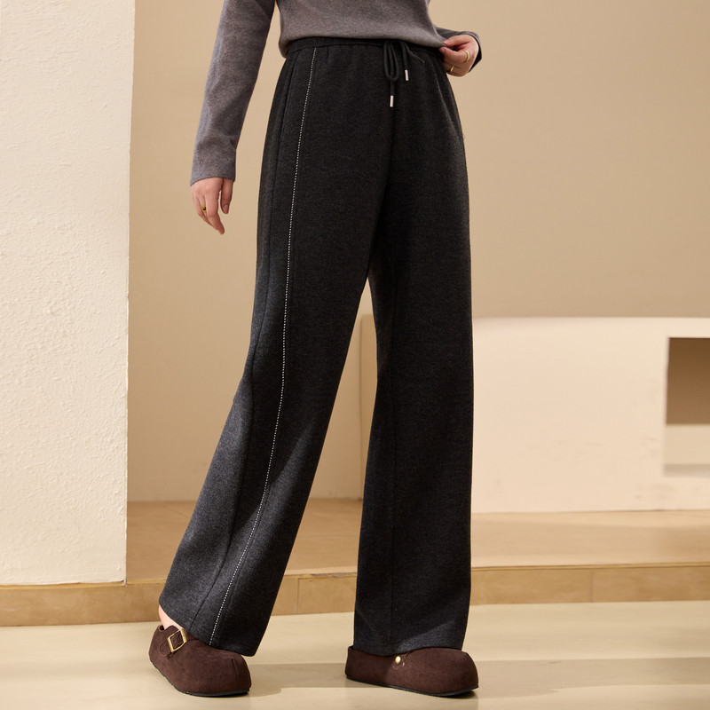 【慵懒舒适裤子】纤莉秀大码女装织带设计休闲裤胖mm2025冬装新款,淘宝优惠券,粉丝福利购,淘宝优惠卷