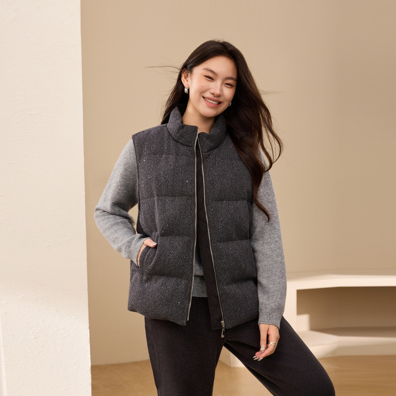 【加厚保暖立领棉服】纤莉秀大码女装百搭棉马甲胖mm2025冬装新款 - 图0