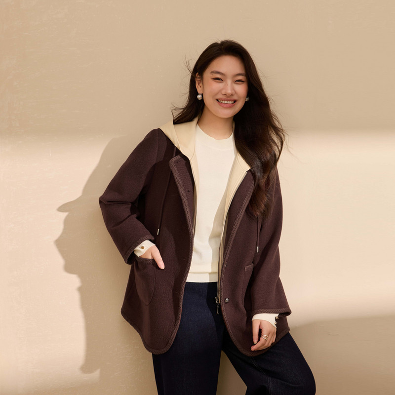 【设计感个性外套】纤莉秀大码女装可拆卸帽子开衫胖mm2025冬新款,淘宝优惠券,粉丝福利购,淘宝优惠卷
