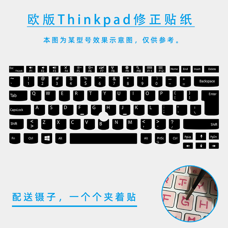 日版欧版修正贴纸Thinkpad联想笔记本电脑键盘贴纸按键贴E480 X1C E14 T490 T14S X1 Carbon