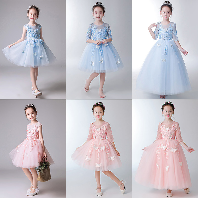 儿童礼服蓝色公主裙女童生日走秀小女孩花童婚纱主持人钢琴演出服,淘宝优惠券,粉丝福利购,淘宝优惠卷