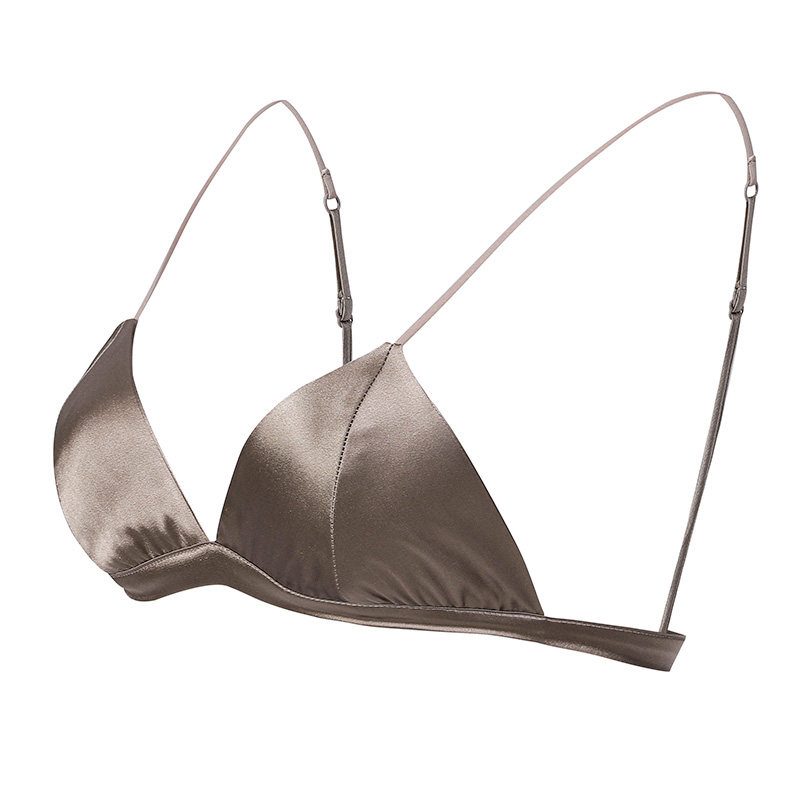蚕丝真丝小胸法式三角杯超薄性感 查米文胸