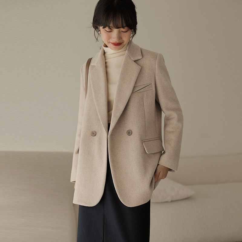 毛呢外套2021秋冬新款高级气质西服 素典毛呢外套