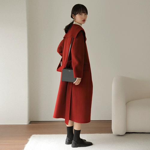 Двусторонное зимнее военно-морское красное шерстяное пальто, 2023