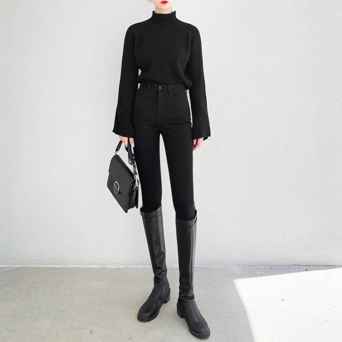 加厚加绒牛仔裤女紧身小脚高腰黑色裤子2025年春秋冬新款显瘦修身,淘宝优惠券,粉丝福利购,淘宝优惠卷