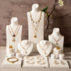 White gypsum travertine jewelry display stand
