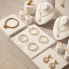 White gypsum travertine jewelry display stand
