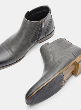 Men's Big Size Burnished Leather Martin Boots 大码男士皮靴