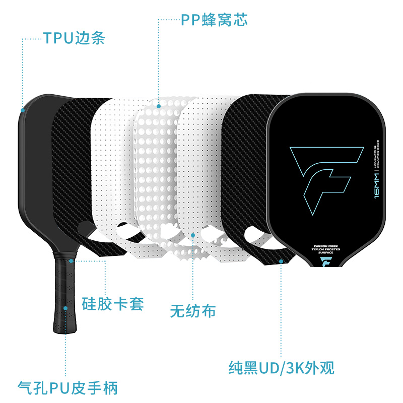 pickleball球拍板碳纤维面匹克球运动出口专业赛事球拍进攻型PK球 - 图1