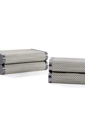 现代轻奢简约意式极简金属皮革收纳盒首饰盒样板间售楼处茶几托盘