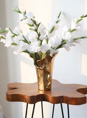 中古风复古风印度进口铝制创意花器摆件样板间售楼处高端花瓶摆设