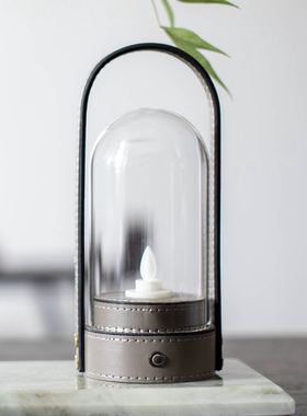 现代简约不锈钢皮革创意小夜灯样板间卧室床头柜小台灯装饰品摆设