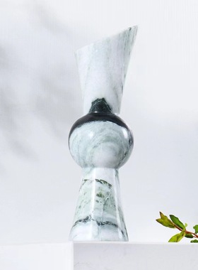 现代轻奢简约丹东绿天然大理石几何创意花器样板间卧室花瓶装饰品