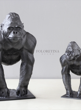 现代轻奢简约金属铸造金刚猩猩恐龙摆件样板间茶几鳄鱼骑士装饰品