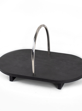 现代轻奢简约不锈钢皮革天然马毛实木托盘样板间茶几收纳盘装饰品