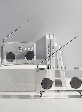 现代轻奢简约意式水晶复古收音机样板间书房蜗牛房屋仿真书籍摆件