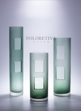 现代轻奢简约手工玻璃创意花器摆件样板间售楼处桌面琉璃花瓶摆设