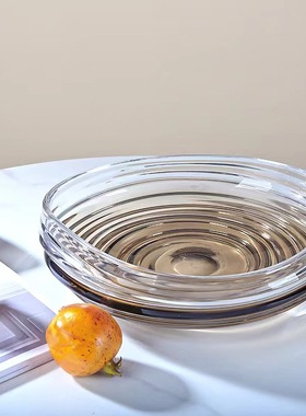 现代轻奢简约手工艺术玻璃创意水果盘极简样板间客厅水果收纳盘