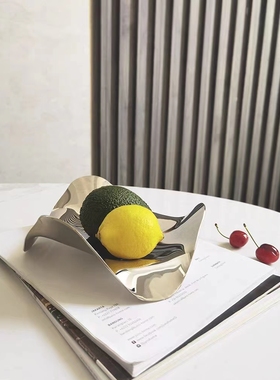现代极简创意不锈钢水果盘样板间茶几餐桌原创异形托盘装饰品摆件