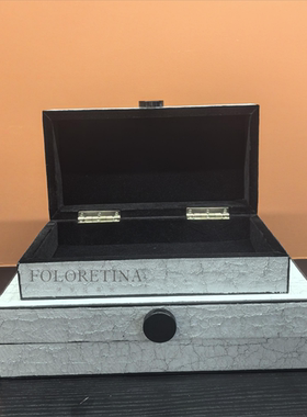 中古侘寂风贴木皮收纳盒摆件样板间售楼处玄关柜桌面首饰盒装饰品