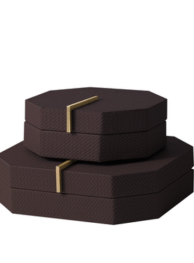 皮革+金属现代简约客厅卧室首饰盒