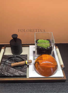 现代轻奢简约意大利餐叠样板间售楼处茶几桌面组合装饰品摆设烛熄