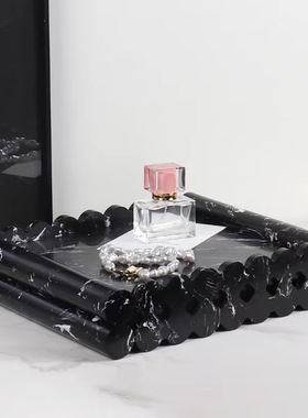 现代轻奢简约天然大理石异形几何创意果盘托盘样板间飘窗厨房托盘