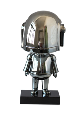 现代轻奢简约头盔装饰摆件电镀银小公仔盔甲小兵样板间饰品