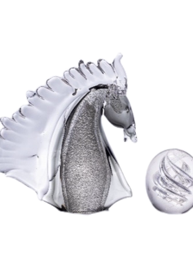 现代轻奢简约艺术玻璃创意马头摆件疏离海螺抽象动物装饰品摆设