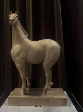 新中式复古风酒店大堂玄关桌面骏马创意雕塑摆件中古风原创马摆设
