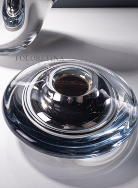 现代轻奢简约手工艺术玻璃果盘样板间客厅桌面琉璃花器花瓶装饰品