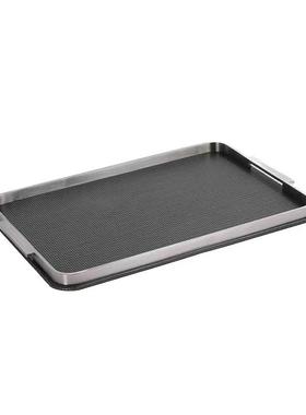 现代简约不锈钢皮革高端托盘样板间售楼处金属高级托盘收纳盘摆设