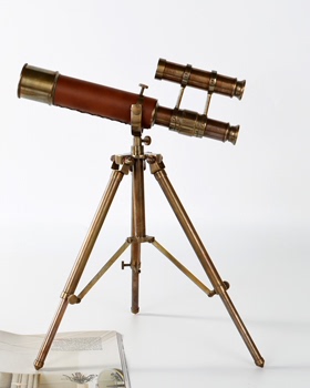 中古风复古风印度进口黄铜花器摆件样板间售楼处纯铜地球仪望眼镜